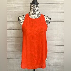 Forever 21 | Women’s High Neck Blood Orange Sheer Sleeveless Blouse